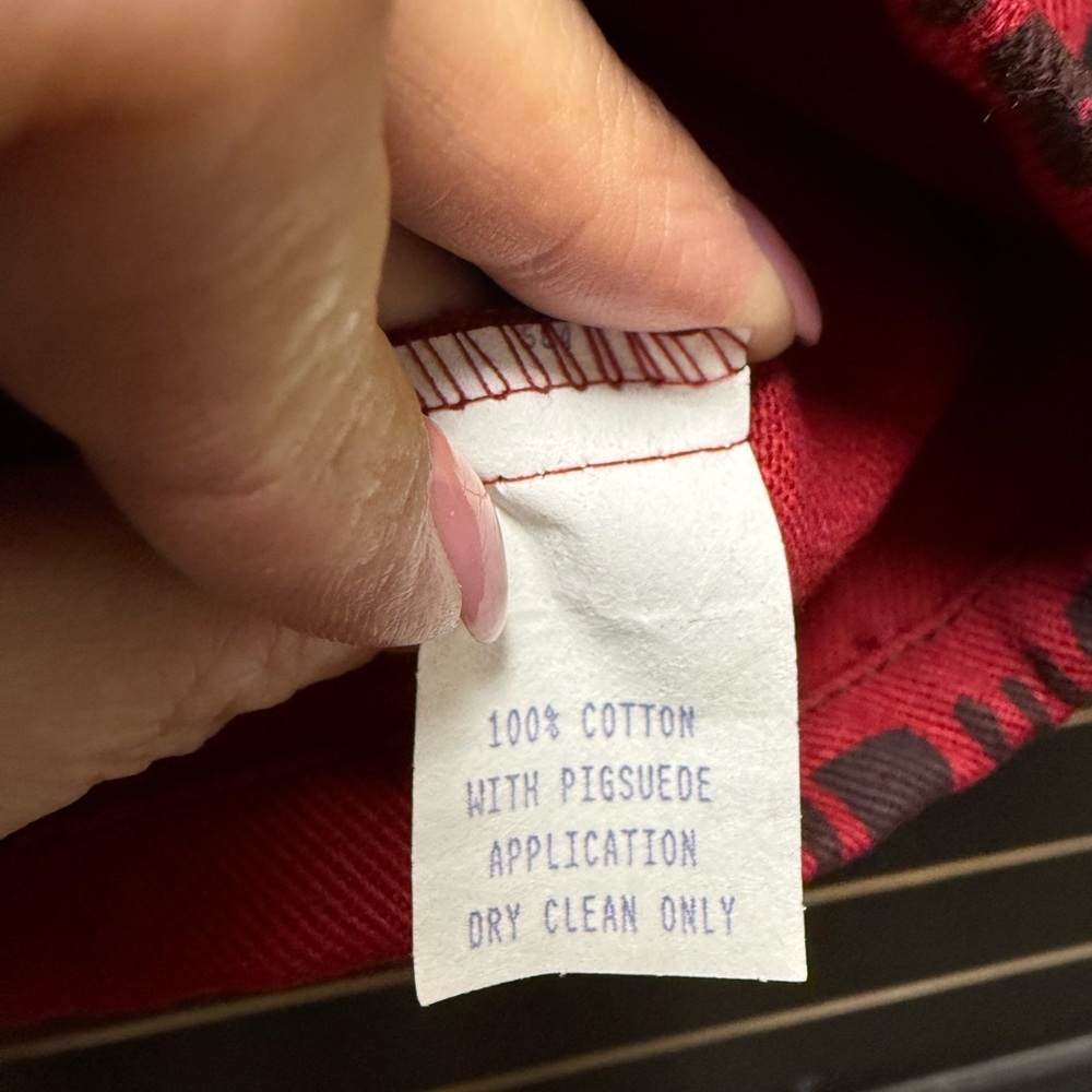 Double D Ranchwear Vintage Red Pictograph Vest — Pig Suede Collar, Western Wear - Picture 3 of 4